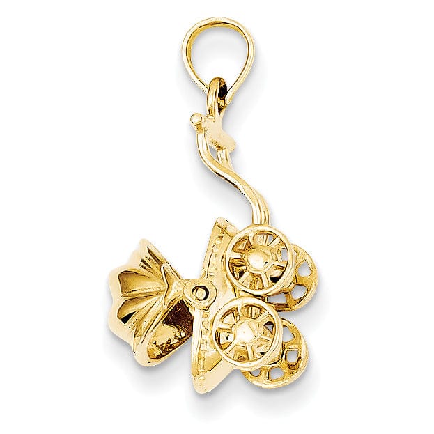 Lovely Rita's Pendants & Charms 14k Yellow Gold Moveable Baby Carriage Pendant