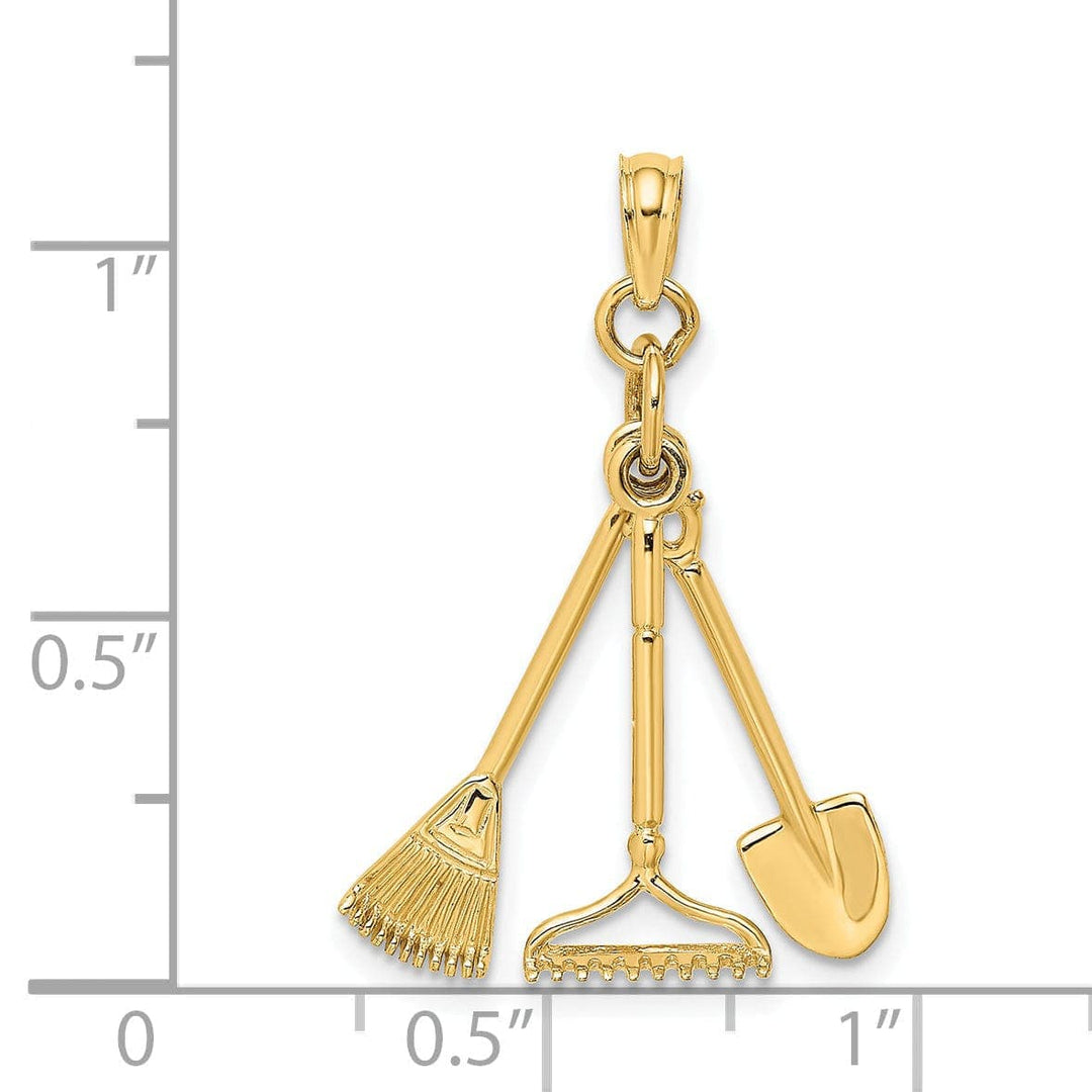 Lovely Rita's Pendants & Charms 14K Yellow Gold Moveable Garden Tools Shovel Pendant