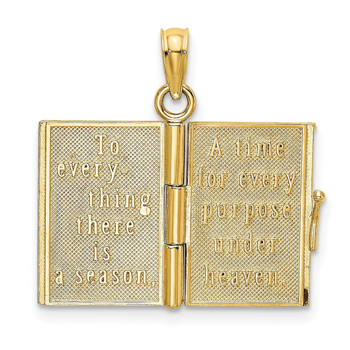 Lovely Rita's Pendants & Charms 14K Yellow Gold Moveable Pages 3-D Ecclesiastes Book Bible Pendant