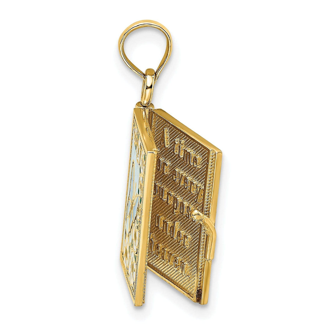 Lovely Rita's Pendants & Charms 14K Yellow Gold Moveable Pages 3-D Ecclesiastes Book Bible Pendant