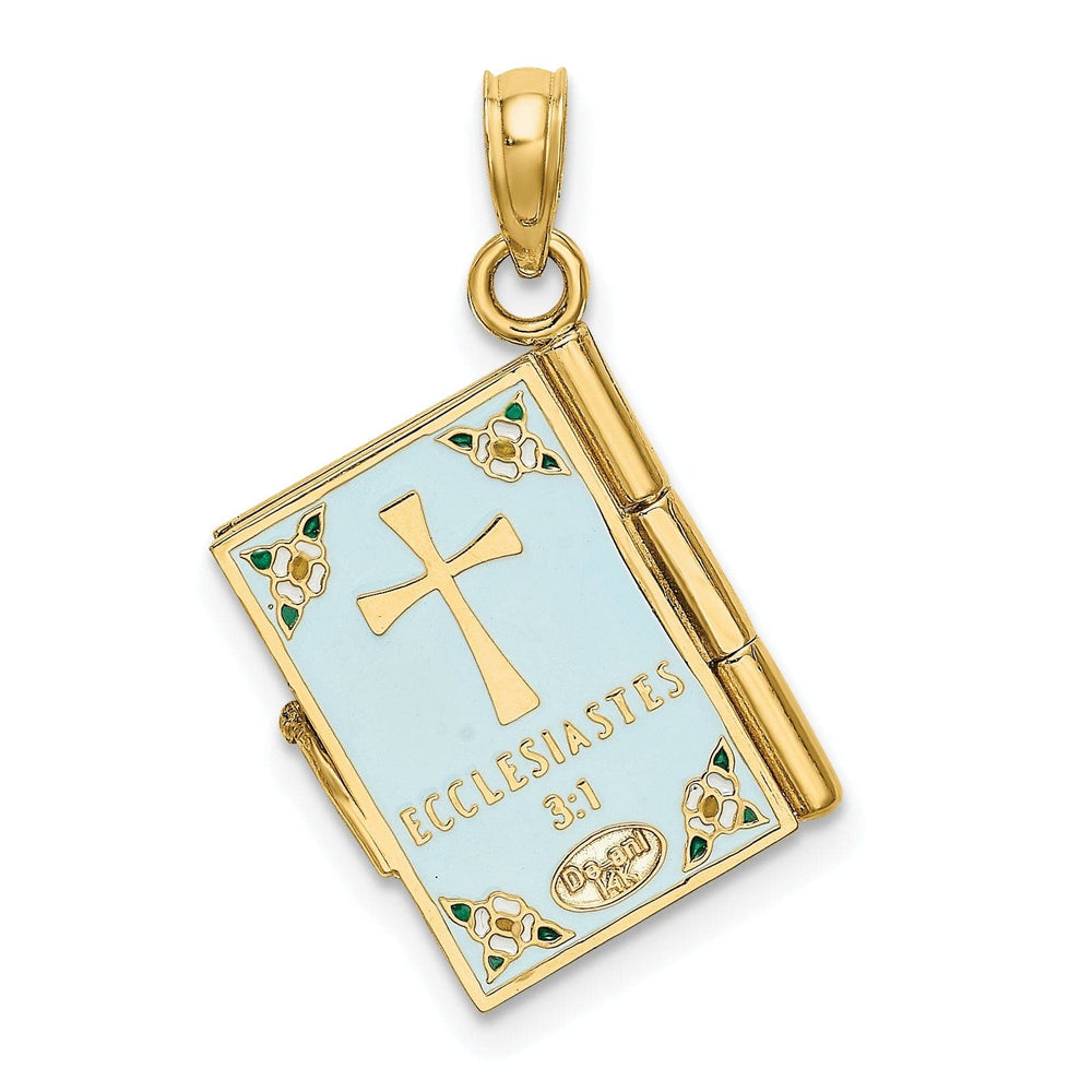 Lovely Rita's Pendants & Charms 14K Yellow Gold Moveable Pages 3-D Ecclesiastes Book Bible Pendant