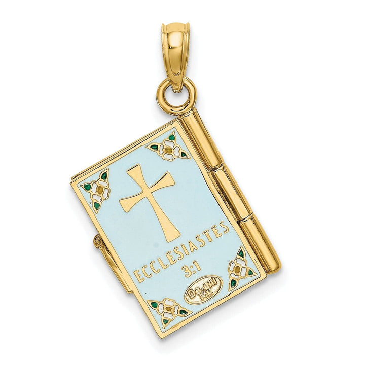 Lovely Rita's Pendants & Charms 14K Yellow Gold Moveable Pages 3-D Ecclesiastes Book Bible Pendant