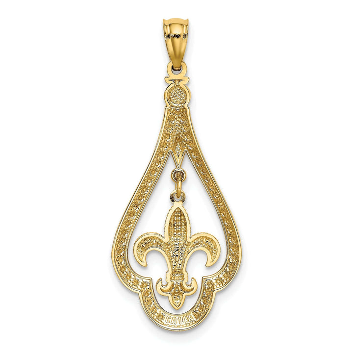Lovely Rita's Pendants & Charms 14k Yellow Gold Moveable Polished Diamond Cut Finish Fleur de Lis Dangle Design Charm Pendant