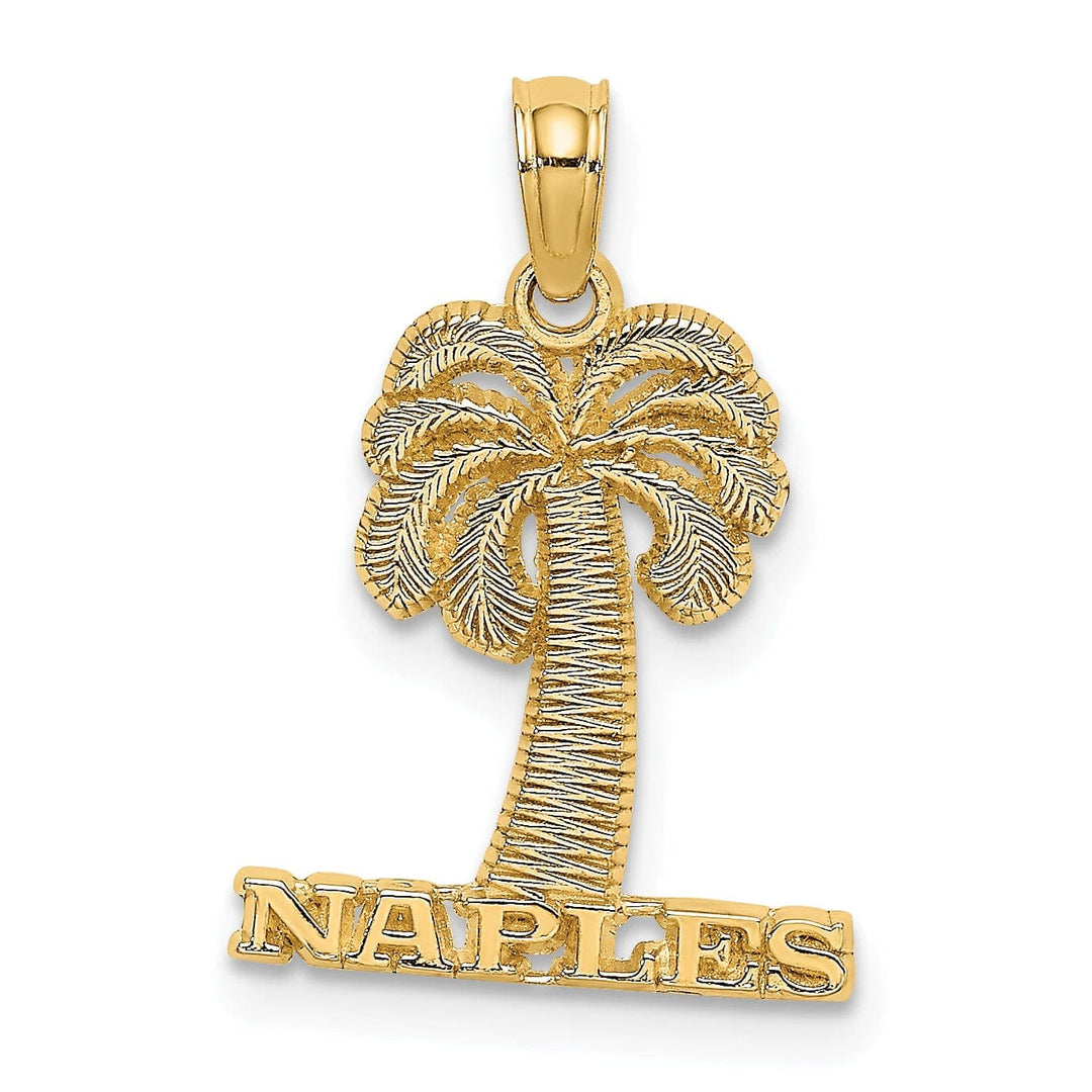 Lovely Rita's Pendants & Charms 14K Yellow Gold NAPLES Florida Sign Under Palm Tree Circle Pendant