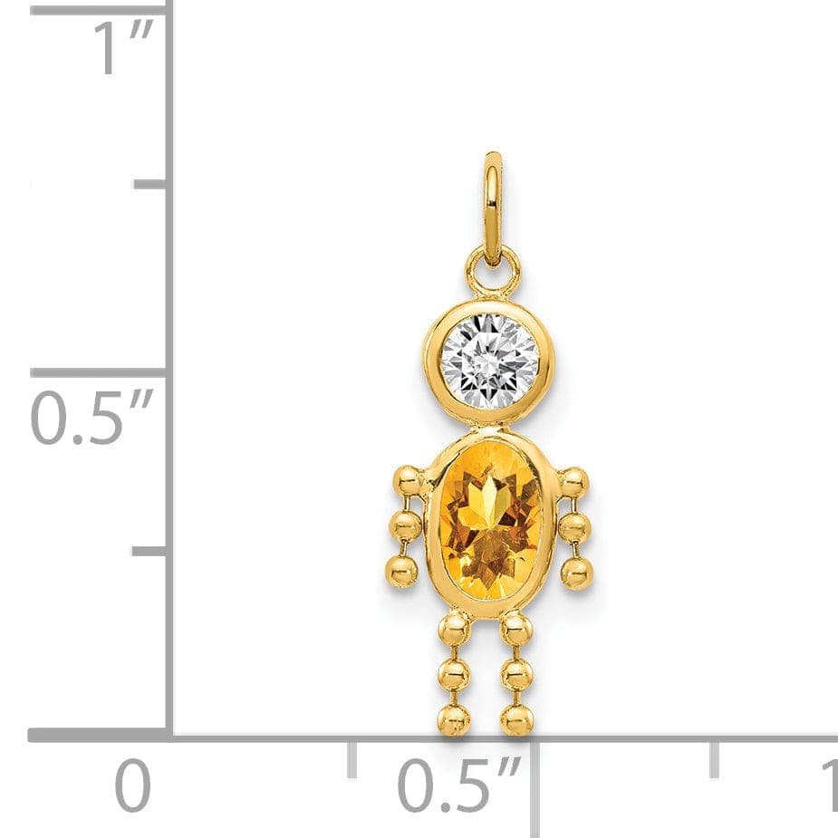 Lovely Rita's Pendants & Charms 14k Yellow Gold November Boy Gemstone Charm