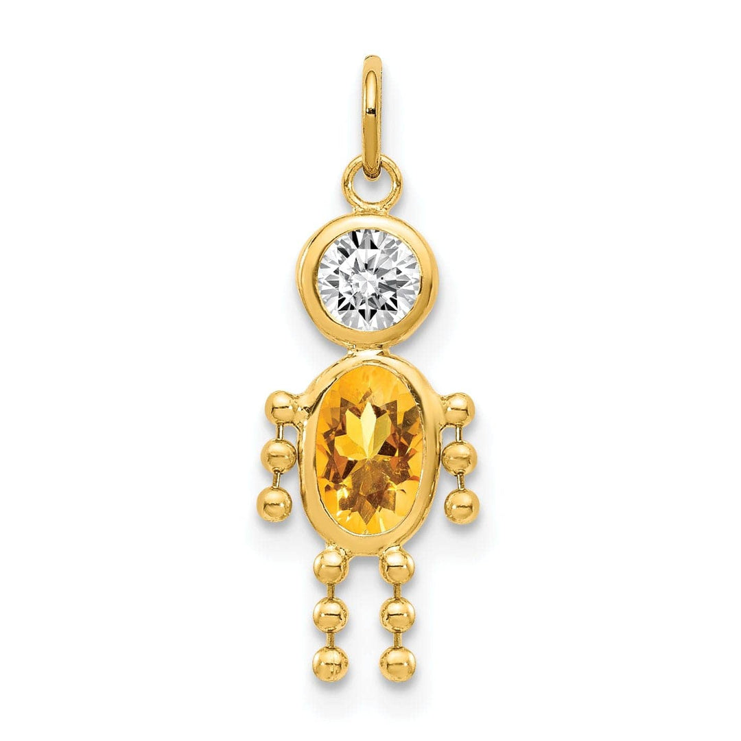 Lovely Rita's Pendants & Charms 14k Yellow Gold November Boy Gemstone Charm