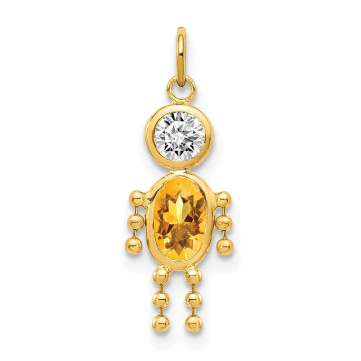 Lovely Rita's Pendants & Charms 14k Yellow Gold November Boy Gemstone Charm