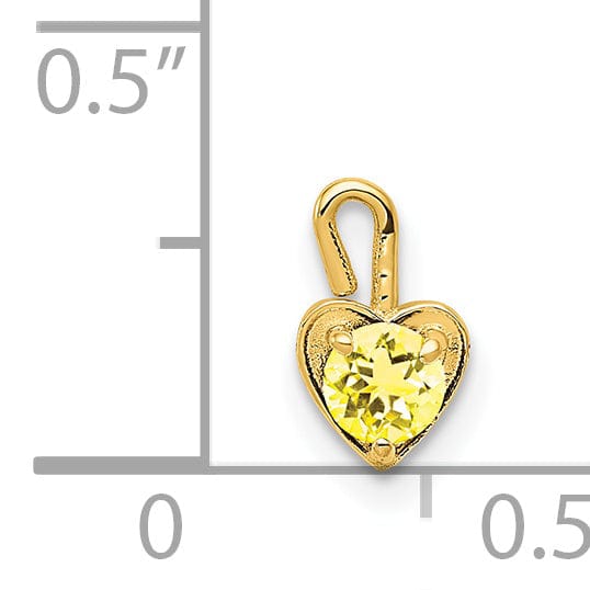 Lovely Rita's Pendants & Charms 14k Yellow Gold November Synthetic Birthstone Round 3.5 MM Stone Shape in Heart Design Charm Pendant