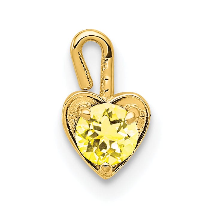 Lovely Rita's Pendants & Charms 14k Yellow Gold November Synthetic Birthstone Round 3.5 MM Stone Shape in Heart Design Charm Pendant