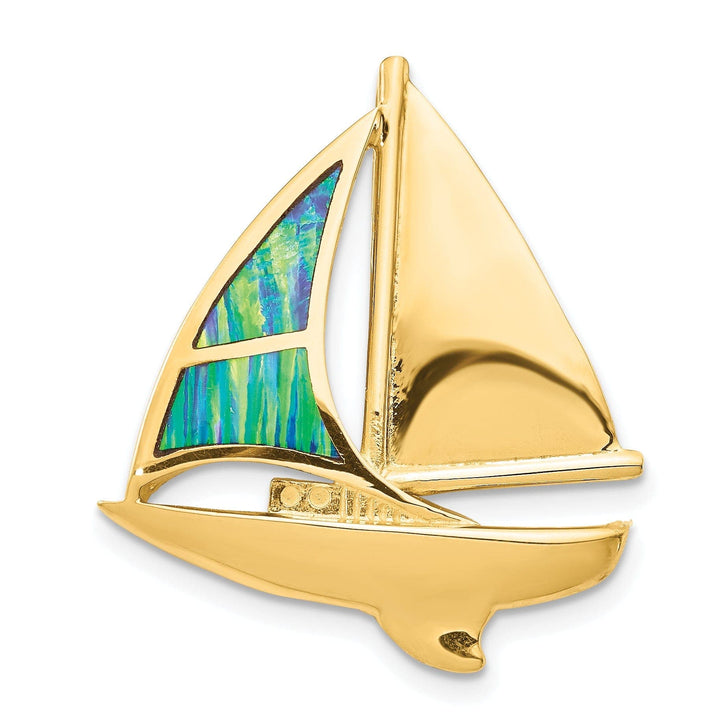 Lovely Rita's Pendants & Charms 14k Yellow Gold Opal Sailboat Slide Pendant
