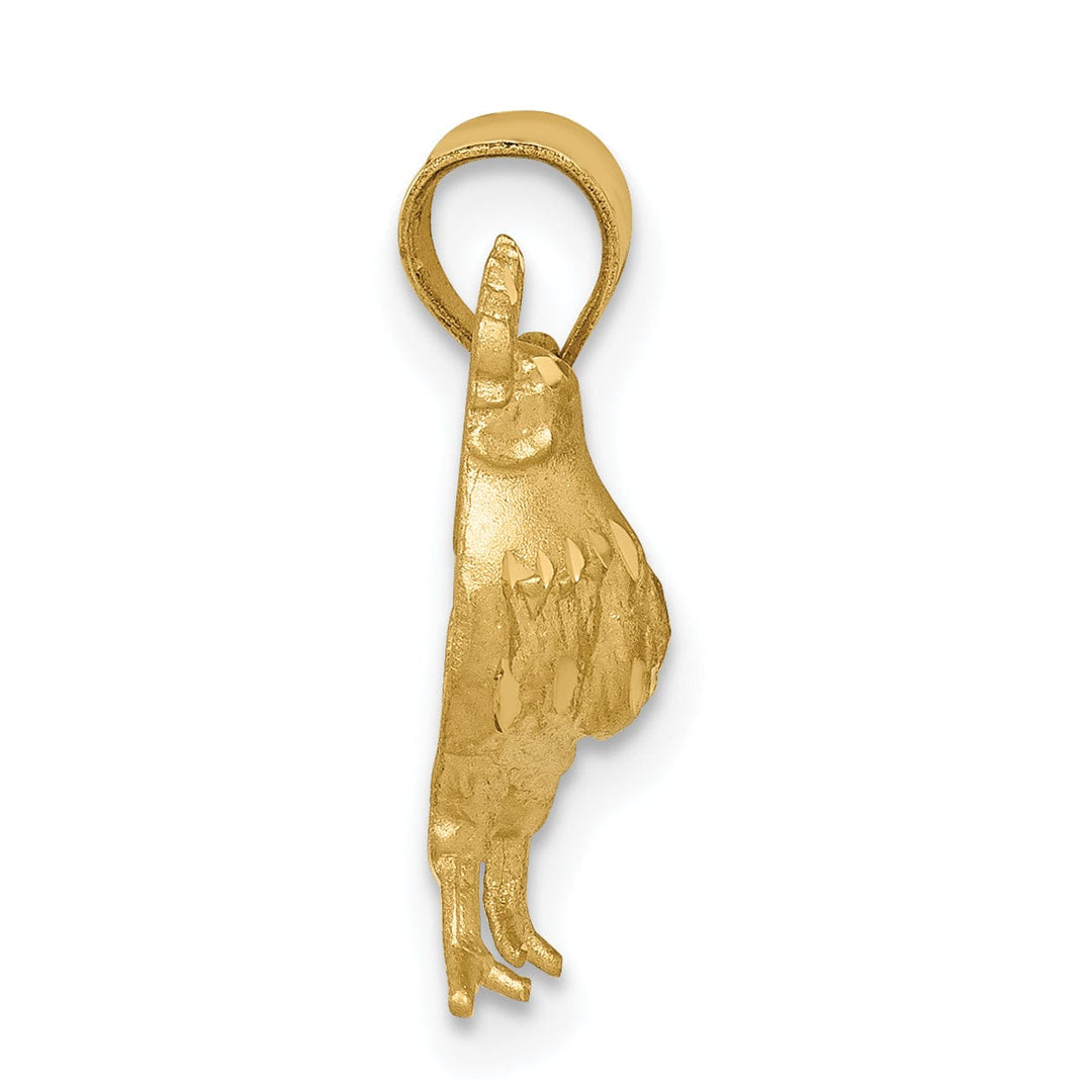 Lovely Rita's Pendants & Charms 14K Yellow Gold Open Back Brushed Diamond Cut Finish Solid Rooster Charm Pendant