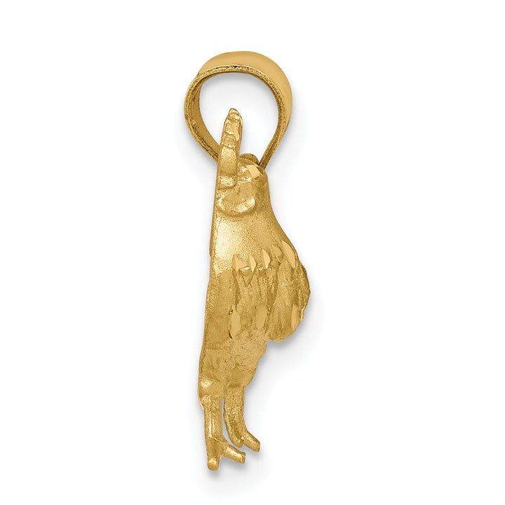 Lovely Rita's Pendants & Charms 14K Yellow Gold Open Back Brushed Diamond Cut Finish Solid Rooster Charm Pendant