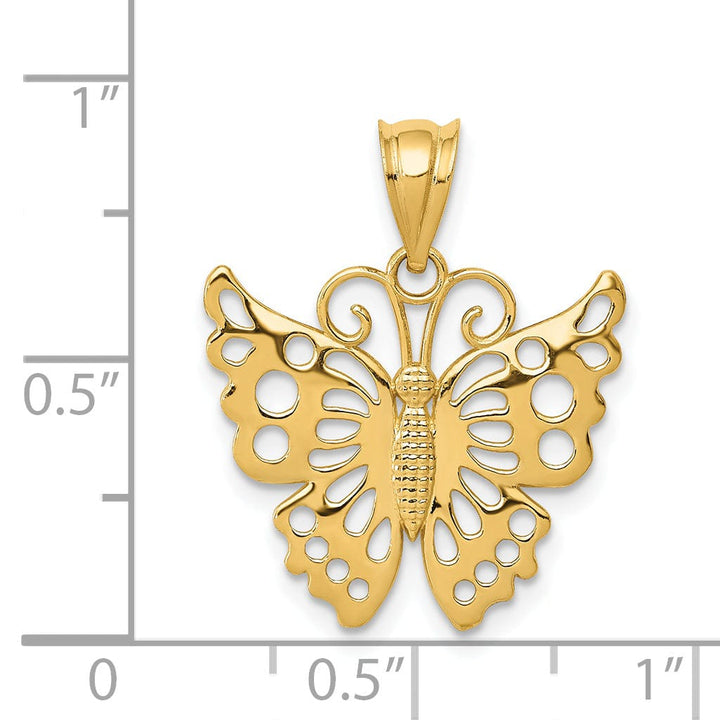 Lovely Rita's Pendants & Charms 14k Yellow Gold Open Back Casted Solid Polished Finish Butterfly Charm Pendant