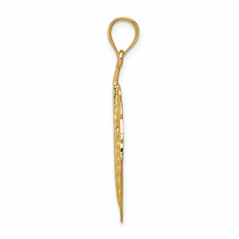 Lovely Rita's Pendants & Charms 14k Yellow Gold Open Back Casted Solid Polished Finish Leaf Charm Pendant