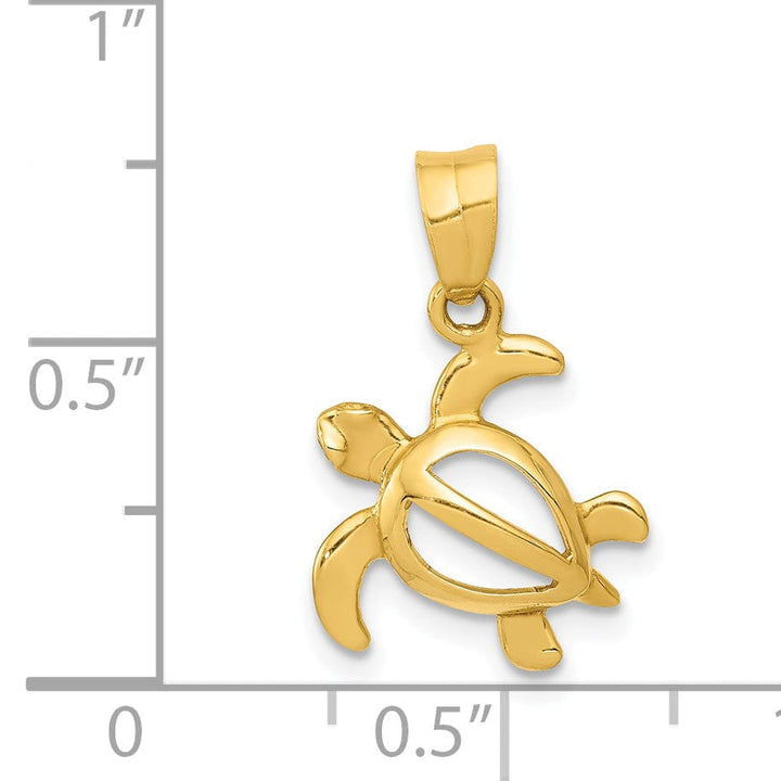 Lovely Rita's Pendants & Charms 14k Yellow Gold Open Back Casted Solid Polished Finish Men's Open Turtle Charm Pendant