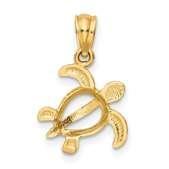 Lovely Rita's Pendants & Charms 14k Yellow Gold Open Back Casted Solid Polished Finish Men's Open Turtle Charm Pendant