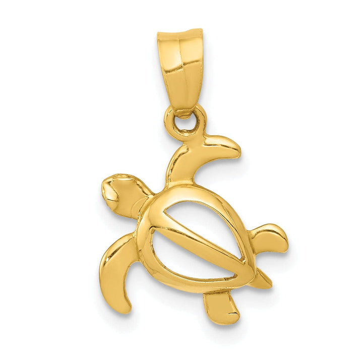 Lovely Rita's Pendants & Charms 14k Yellow Gold Open Back Casted Solid Polished Finish Men's Open Turtle Charm Pendant