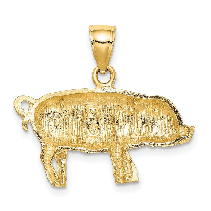 Lovely Rita's Pendants & Charms 14K Yellow Gold Open Back Diamond Cut Brushed Finish Solid Pig Charm Pendant