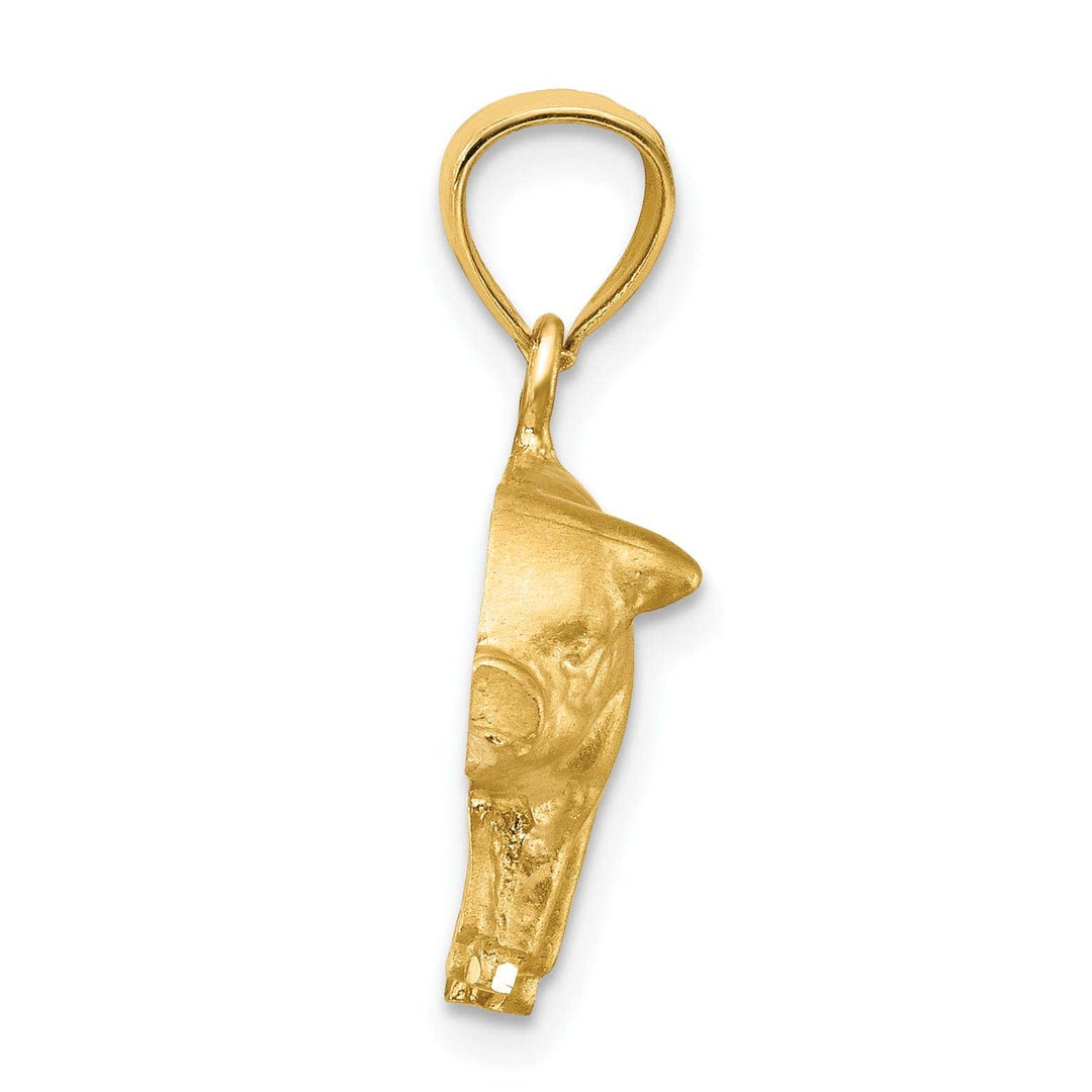 Lovely Rita's Pendants & Charms 14K Yellow Gold Open Back Diamond Cut Brushed Finish Solid Pig Charm Pendant