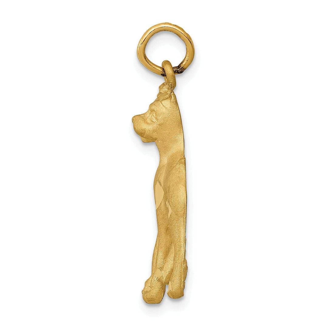 Lovely Rita's Pendants & Charms 14k Yellow Gold Open Back Diamond Cut Satin Finish Boxer Dog Charm Pendant