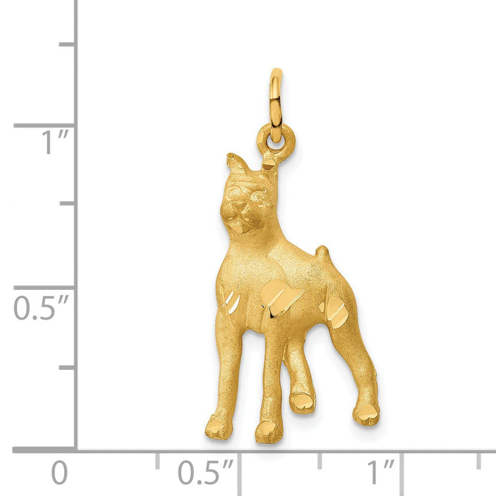 Lovely Rita's Pendants & Charms 14k Yellow Gold Open Back Diamond Cut Satin Finish Boxer Dog Charm Pendant