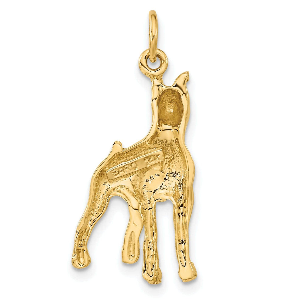 Lovely Rita's Pendants & Charms 14k Yellow Gold Open Back Diamond Cut Satin Finish Boxer Dog Charm Pendant