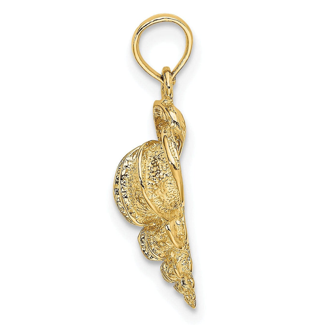 Lovely Rita's Pendants & Charms 14K Yellow Gold Open Back Polish Texture Finish Soild Wentletrap Shell Charm Pendant