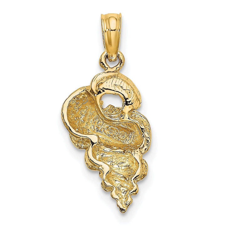 Lovely Rita's Pendants & Charms 14K Yellow Gold Open Back Polish Texture Finish Soild Wentletrap Shell Charm Pendant