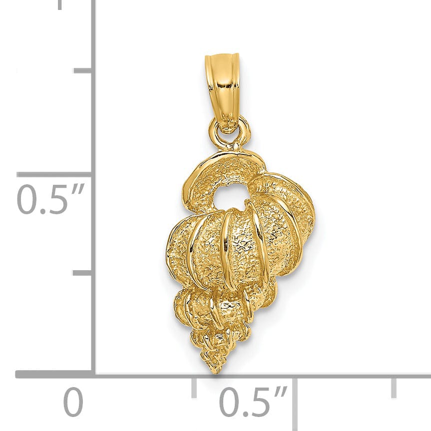 Lovely Rita's Pendants & Charms 14K Yellow Gold Open Back Polish Texture Finish Soild Wentletrap Shell Charm Pendant