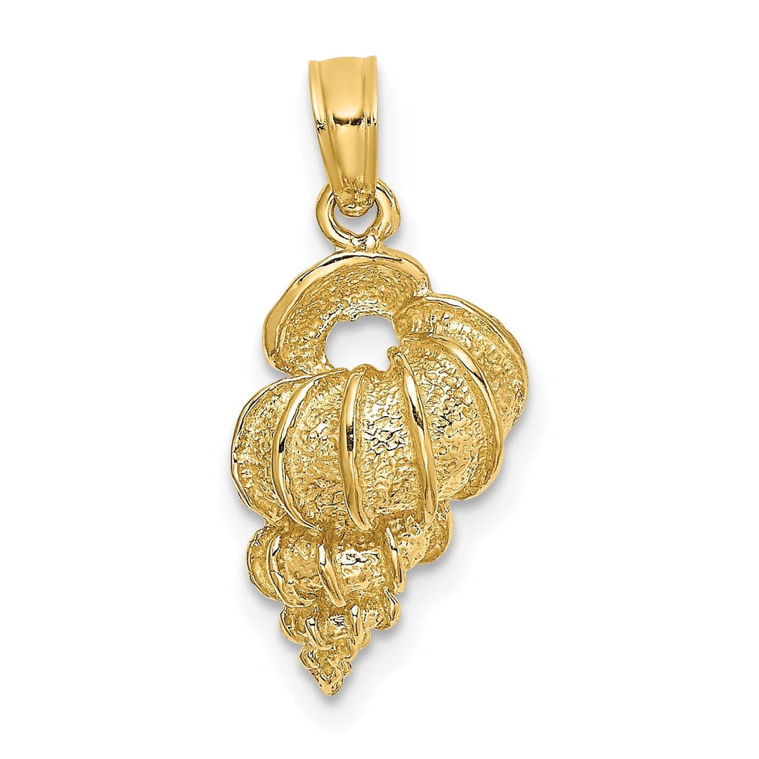 Lovely Rita's Pendants & Charms 14K Yellow Gold Open Back Polish Texture Finish Soild Wentletrap Shell Charm Pendant
