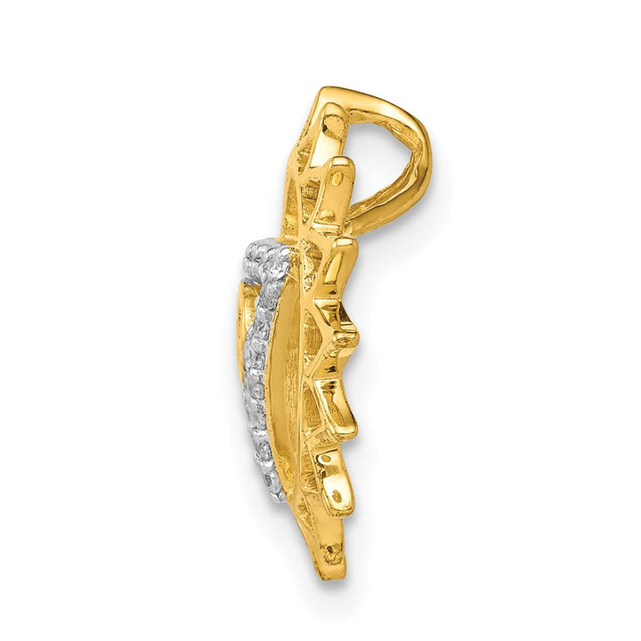 Lovely Rita's Pendants & Charms 14k Yellow Gold Open Back Polished Finish 0.087-CT Diamond Vishuddha Throat Chakra Chain Slide Pendant Will Not fit Omega Chain