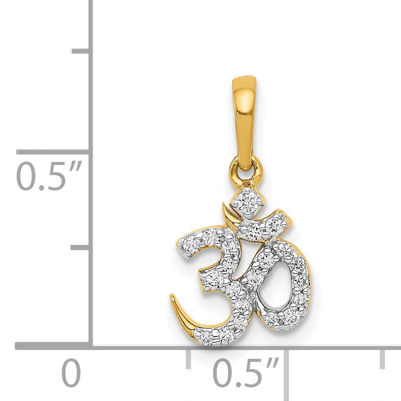 Lovely Rita's Pendants & Charms 14k Yellow Gold Open Back Polished Finish 0.148-CT Diamond Om Symbol Design Charm Pendant