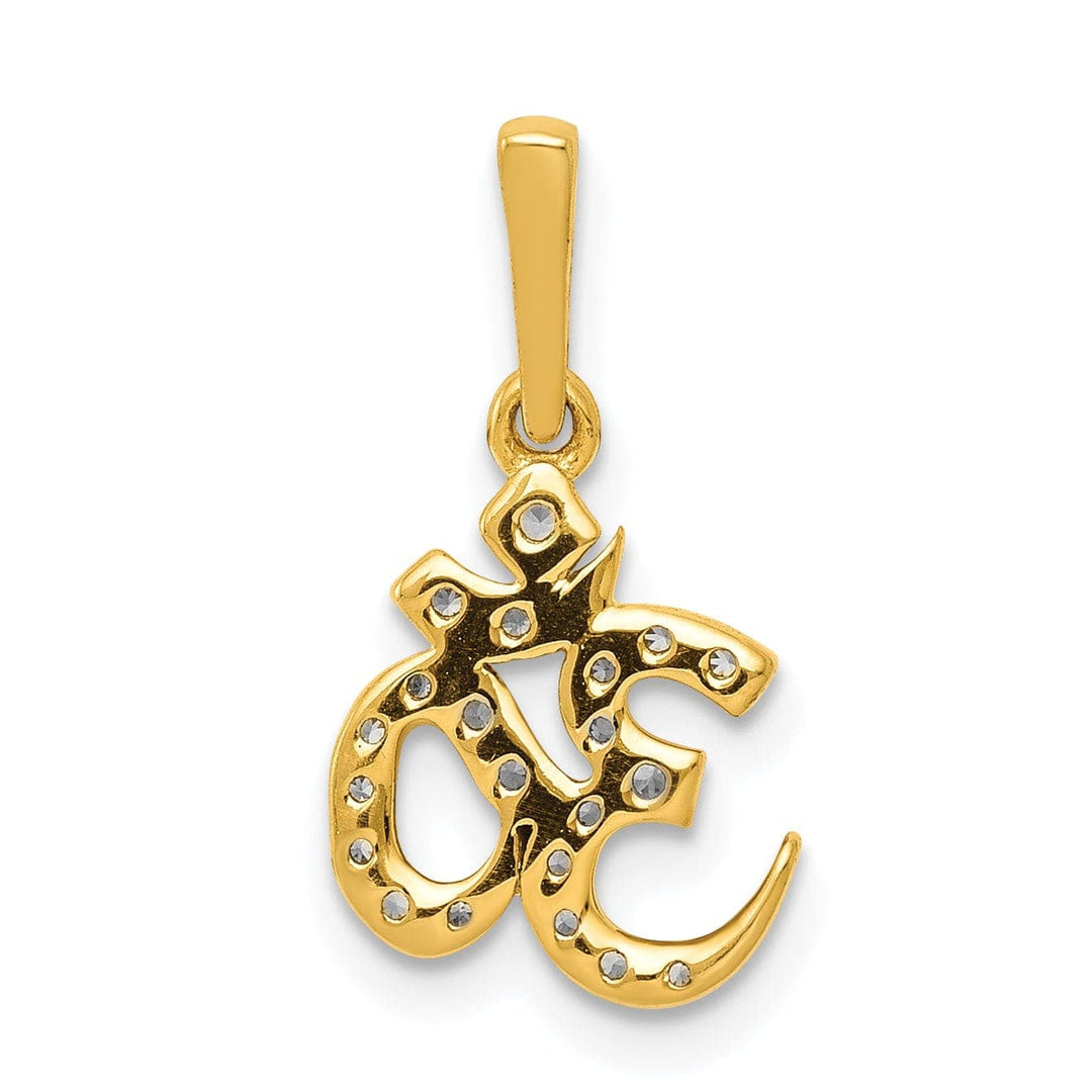 Lovely Rita's Pendants & Charms 14k Yellow Gold Open Back Polished Finish 0.148-CT Diamond Om Symbol Design Charm Pendant