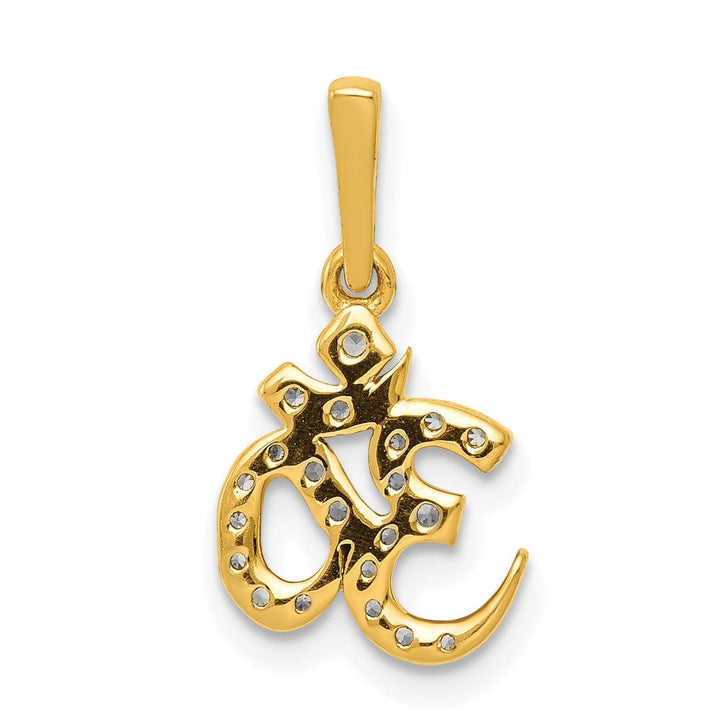Lovely Rita's Pendants & Charms 14k Yellow Gold Open Back Polished Finish 0.148-CT Diamond Om Symbol Design Charm Pendant