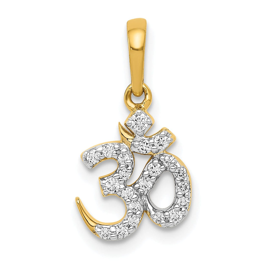 Lovely Rita's Pendants & Charms 14k Yellow Gold Open Back Polished Finish 0.148-CT Diamond Om Symbol Design Charm Pendant