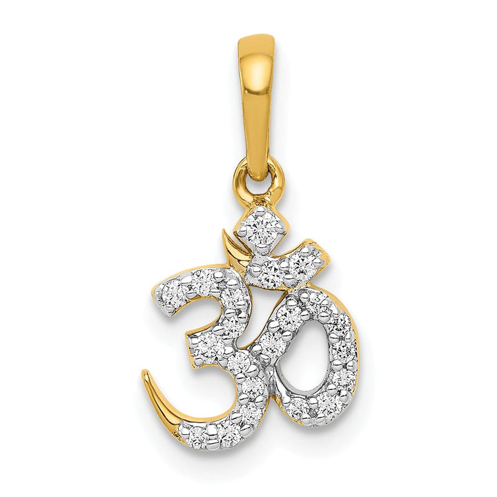 Lovely Rita's Pendants & Charms 14k Yellow Gold Open Back Polished Finish 0.148-CT Diamond Om Symbol Design Charm Pendant