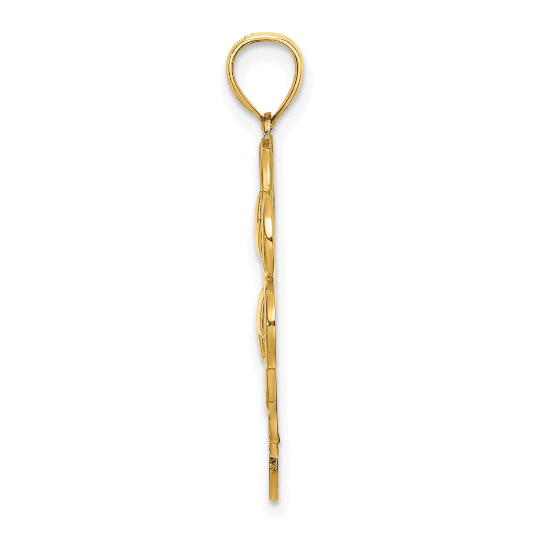 Lovely Rita's Pendants & Charms 14K Yellow Gold Open Back Polished Finish 4-Leaf Clover With Heart Design Charm Pendant