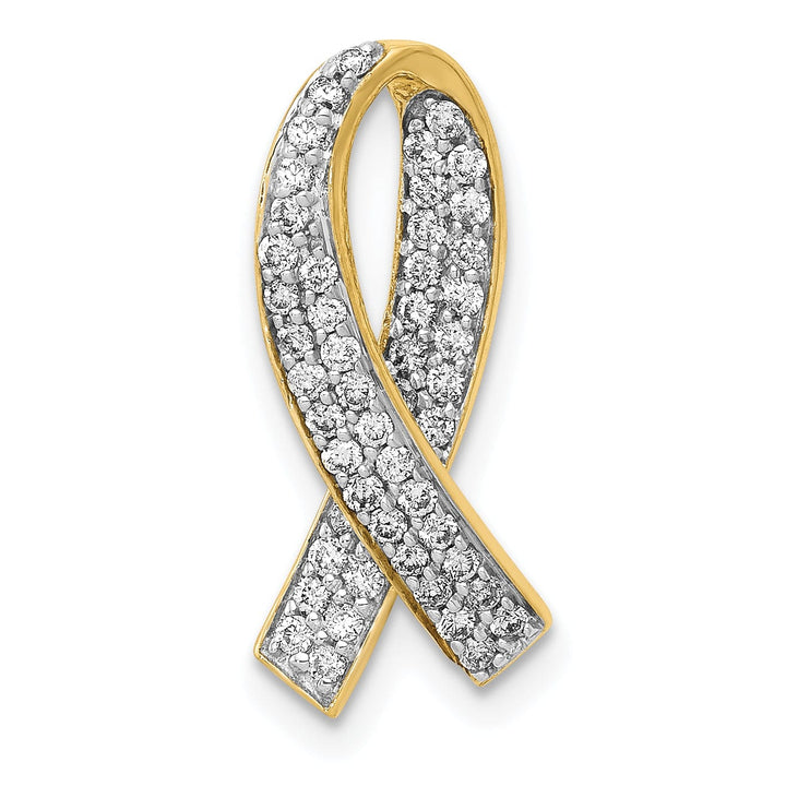 Lovely Rita's Pendants & Charms 14k Yellow Gold Open Back Polished Finish Awareness Ribbon 0.3-ct Diamond Slide Pendant will not fit Omega Chain