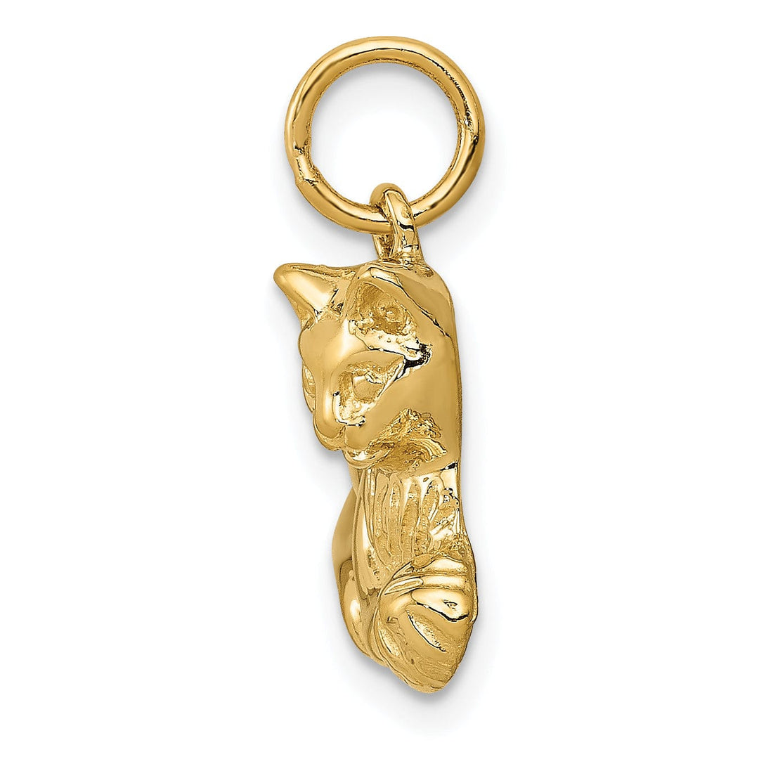 Lovely Rita's Pendants & Charms 14k Yellow Gold Open Back Polished Finish Cat Playing with Ball Design Charm Pendant