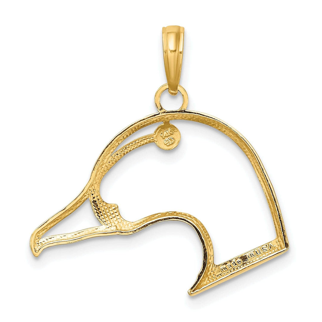 Lovely Rita's Pendants & Charms 14K Yellow Gold Open Back Polished Finish Cut-Out Duck Head Design Charm Pendant