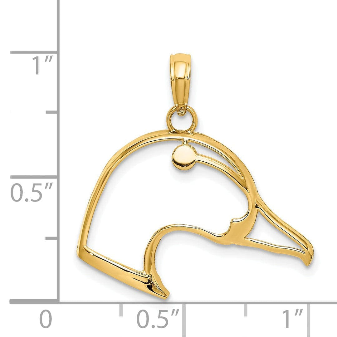 Lovely Rita's Pendants & Charms 14K Yellow Gold Open Back Polished Finish Cut-Out Duck Head Design Charm Pendant