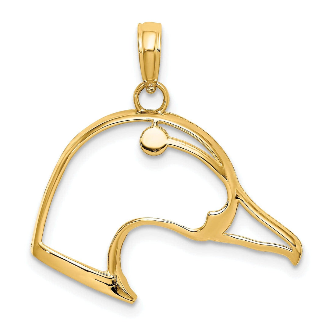 Lovely Rita's Pendants & Charms 14K Yellow Gold Open Back Polished Finish Cut-Out Duck Head Design Charm Pendant