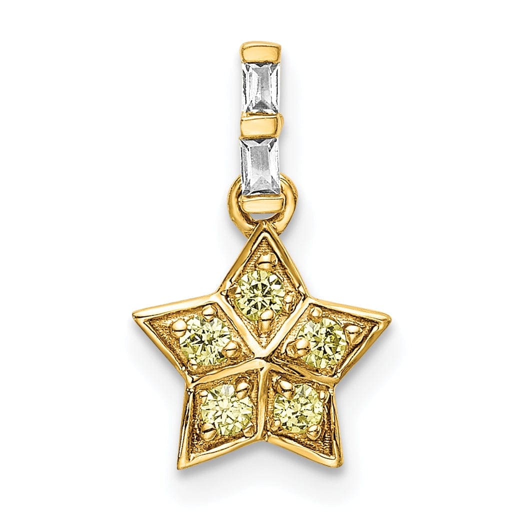 Lovely Rita's Pendants & Charms 14k Yellow Gold Open Back Polished Finish Diamond and Yellow Sapphire Stones Star Design Charm Pendant