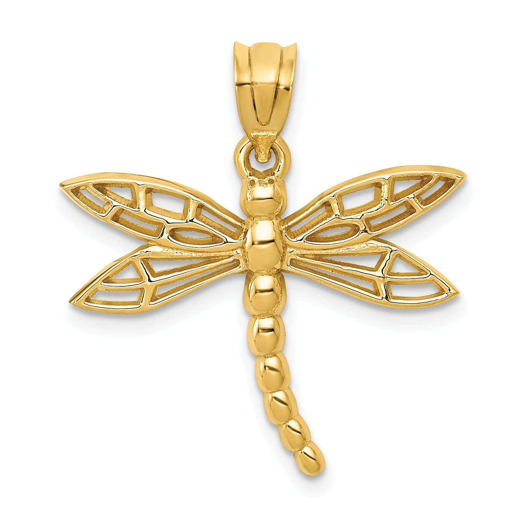 Lovely Rita's Pendants & Charms 14k Yellow Gold Open Back Polished Finish Dragonfly Charm Pendant
