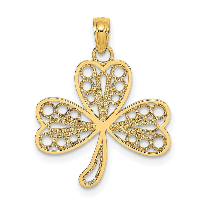Lovely Rita's Pendants & Charms 14K Yellow Gold Open Back Polished Finish Filigree Design 3-Leaf Clover Charm Pendant