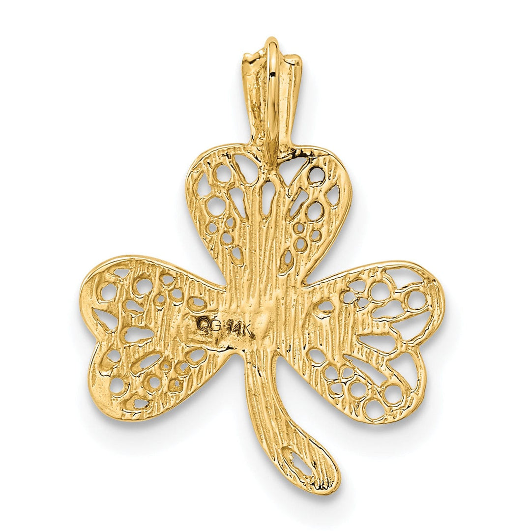 Lovely Rita's Pendants & Charms 14k Yellow Gold Open Back Polished Finish Filigree Design Shamrock Charm Pendant