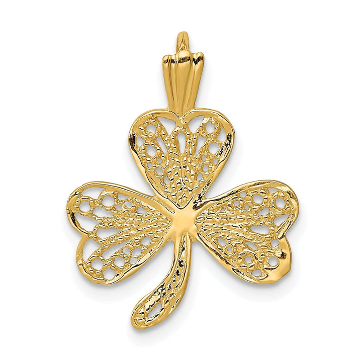 Lovely Rita's Pendants & Charms 14k Yellow Gold Open Back Polished Finish Filigree Design Shamrock Charm Pendant