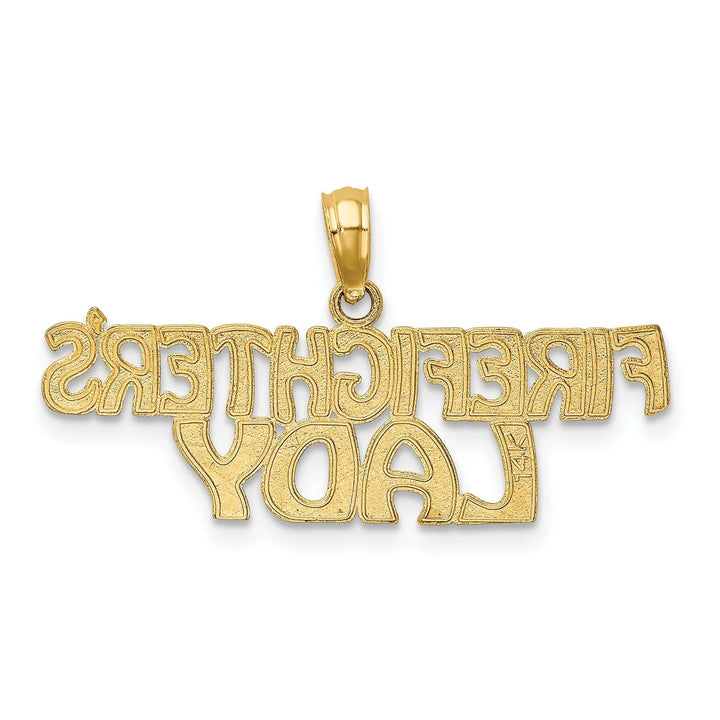 Lovely Rita's Pendants & Charms 14k Yellow Gold Open Back Polished Finish FIREFIGHTER'S LADY Charm Pendant