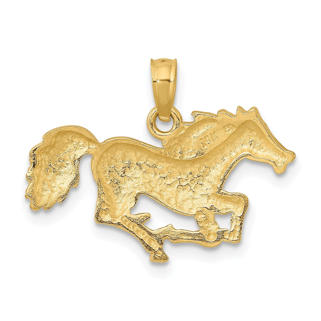 Lovely Rita's Pendants & Charms 14K Yellow Gold Open Back Polished Finish Galloping Horse Charm Pendant