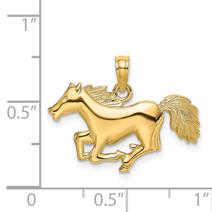 Lovely Rita's Pendants & Charms 14K Yellow Gold Open Back Polished Finish Galloping Horse Charm Pendant